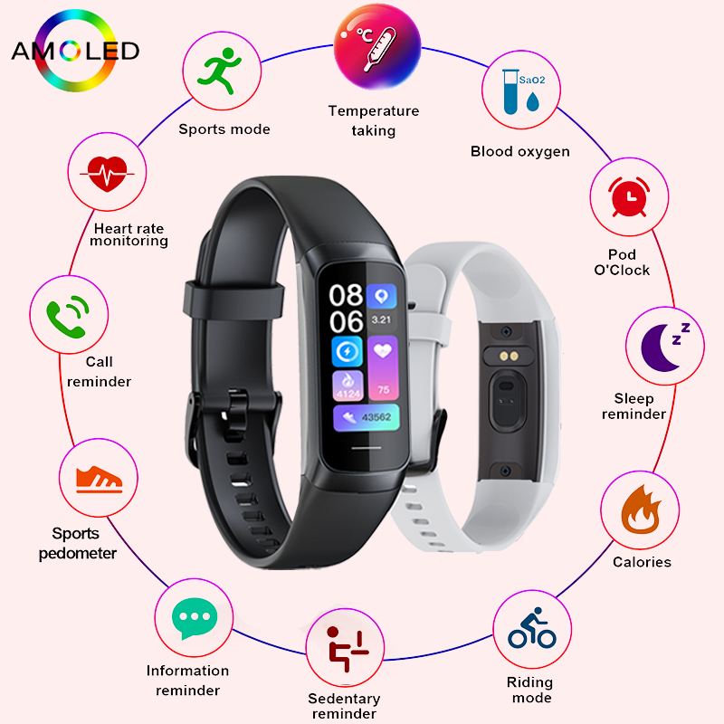 Health Wellness Bracelet - LIGE 1.1 Polegada Amoled Monitor de