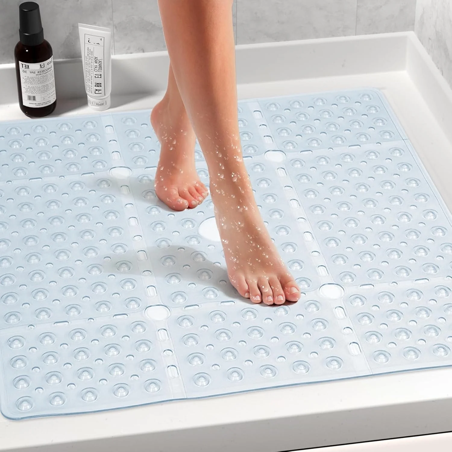 Bamboo Bath Mat - Tapete de Chuveiro Quadrado, 69x69cm Extra