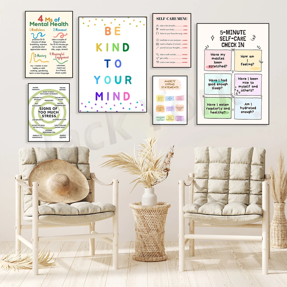 Self Care Check In Poster, Men - Therapy Health And Wellness avaliação e preço